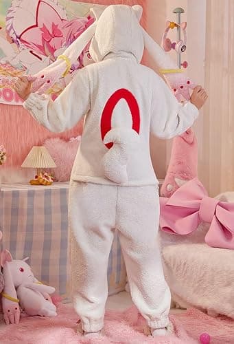 Micotaku Puella Magi Madoka Magica Kyubey Jumpsuit Pajamas Set, Embroidered Cosplay Loungewear thumbnail 4