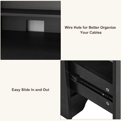 TTVIEW Computer Desk with Drawers and Hutch Shelf, Wood Executive Desk Writing Study Table with 43” Wide Tabletop, Small Desk with File Drawer for Home Office Bedroom, Black thumbnail 7