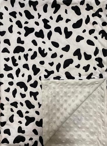 Baby Blanket for Boys Girls Super Soft Double Layer Minky with Dotted Backing Cute Cow Crib Receiving Blanket Bed Throws for Newborns Nursery Stroller Toddler 30 x 40 Inch (Black White Cow) - Image 1