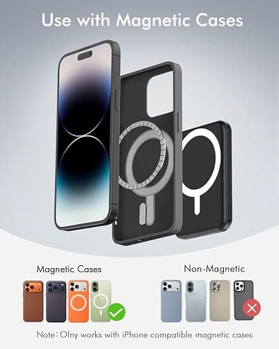 podoru for Magsafe Battery Pack, 5000mAh Magnetic Power Bank with Type-C Cable 20W PD Fast Charging Lighting Input Wireless Portable Charger for iPhone 17/16/15/14/13/12/ All Series-Black thumbnail 2