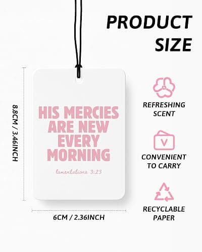 FISWAFY Pink Christian Car Air Freshener 4 Pcs, Girly Pink Bow Floral Religious Hanging Air Freshener for Cars Closet Drawer Books, Cute Preppy Christian Car Accessories Mirror Decor for Women thumbnail 2