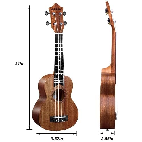 AODSK Soprano Ukulele for Beginner 21 Inch Ukelele Kit with Gig Bag StrapTuner Nylon String 4 Picks Cloth Online Lesson Holiday Gift thumbnail 5