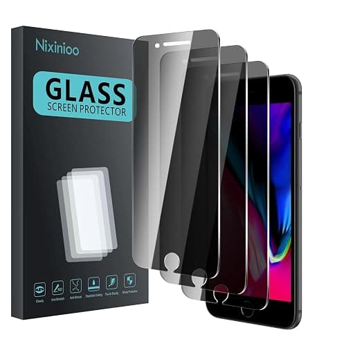 Nixinioo 3 Pack Privacy Screen Protector for iPhone 8 Plus/7 Plus, Anti Spy Tempered Glass 9H Hardness, Black Protector Anti Spy, Bubble Free, Anti-Scratch - Image 1