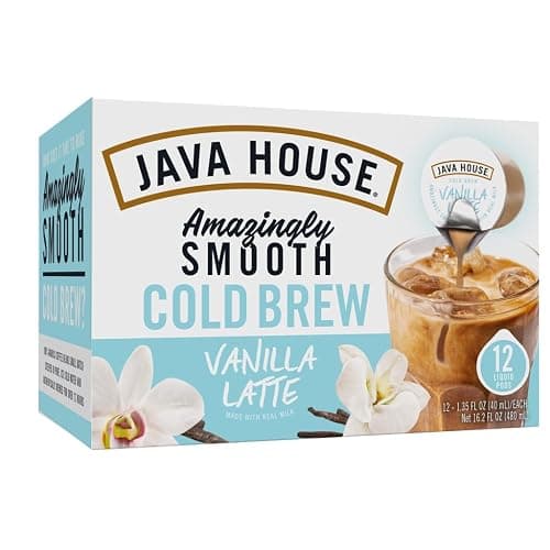 JAVA HOUSE French Vanilla Latte Cold Brew Coffee Pods, (12 Count) Peel and Pour Pods Hot or Iced thumbnail 8