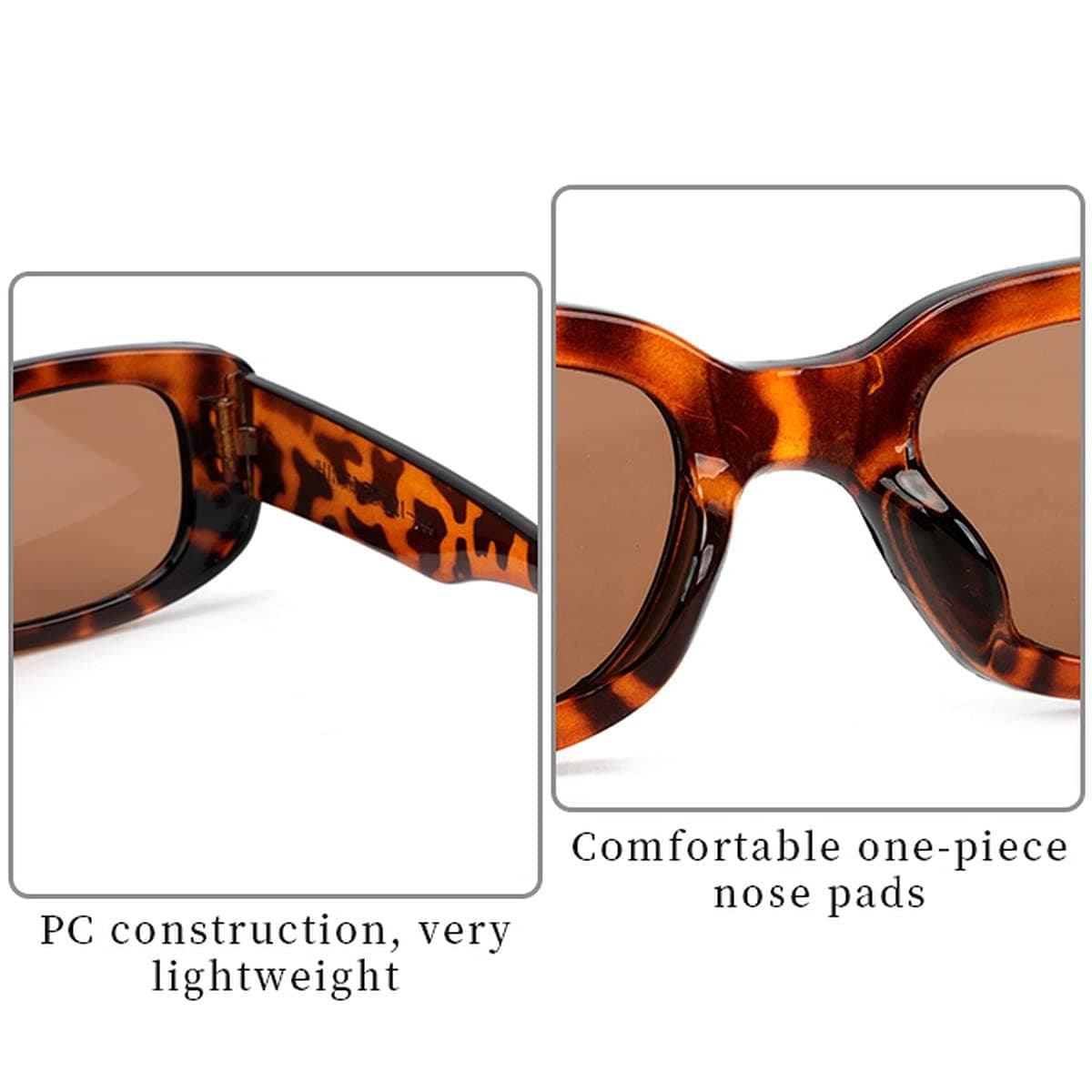 2 Pack Retro Fashion Rectangle Sunglasses Small Square Frames Sun Glasses 90s Vintage Wide Frame Eyewear for Women and Men UV 400 Protection thumbnail 7