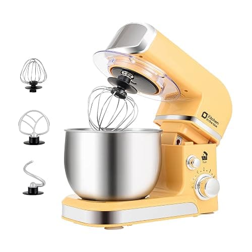 Kitchen in the box Stand Mixer,3.2Qt Small Electric Food Mixer,6 Speeds Portable Lightweight Kitchen Mixer for Daily Use with Egg Whisk,Dough Hook,Flat Beater (Yellow) - Image 1