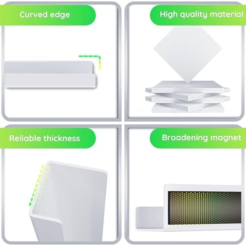 2 Pcs Magnetic Book Shelf for Whiteboard,Reusable Magnetic Book Holder and Pen Holder，Use for Classroom,Office, Refrigerator,School Supplies-White thumbnail 5