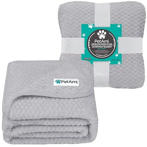 PetAmi Waterproof Dog Blanket, Leakproof Puppy Blanket for Small Medium Dogs, Furniture Sofa Couch Cover Protector, Fleece Pet Throw Indoor Cat Kitten, Reversible Washable Soft Plush, 29x40 Light Gray thumbnail 2