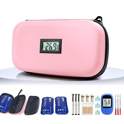 Insulin Cooler Travel Case Medication Cooler for Travel with Thermometer Temperature Display Diabetic Medication Organizer Medical Travel Cooler Bag with 2 Ice Pack - Image 1
