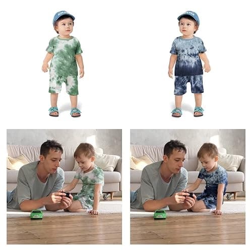 Toddler Baby Boy Summer Outfits Clothes Tie Dye Shirt and Short Set for Boys 4-Piece thumbnail 2