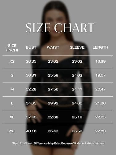 REORIA Womens Sexy Sheer Mesh Tops Floral Lace Long Sleeve Shirts Low Cut Slim Fitted Outfits See Through Going Out Blouses thumbnail 6