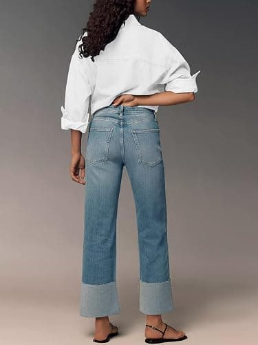 KUNMI Jeans for Women Wide Leg Baggy High Waist Boyfriends Straight Leg Stretchy Denim Pants Trendy Fall 2025 thumbnail 4