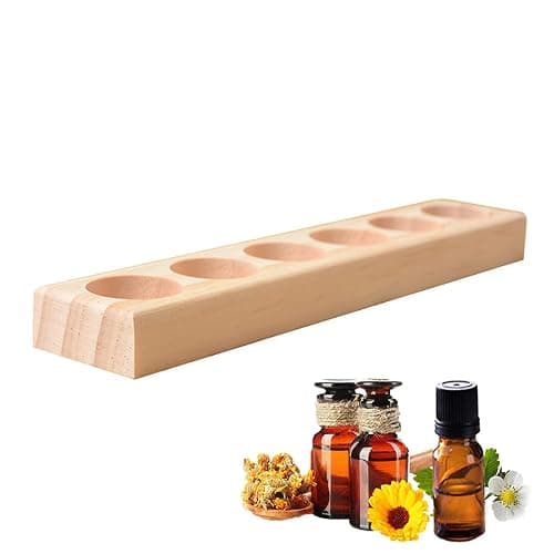 RoseFlower 6 Slots Wooden Essential Oil Organizer, Nail Polish Shelf, Durable wood Makeup Display Stand, Makeup Storage Rack for Tabletop Essential Oils Perfume Rack for 5/10/15/20ml Bottles thumbnail 3