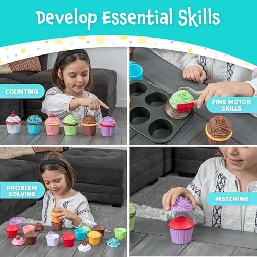 Popular Playthings Magnetic Bake & Play Cupcakes Toy Set, Pretend Cupcake Kitchen Kit for Kids, Gifts for Toddler Girls - 20 Pieces thumbnail 5