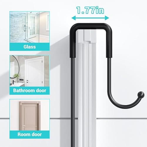 Aitatty Over the Door Shower Caddy Hanging: Black Rustproof Shower Organizer over the Door - No Drilling Bathroom Rack for Inside thumbnail 6