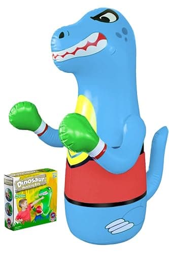 Preferred Toys Inflatable Dinosaur Punching Bag for Kids – Bop Bag for Toddlers and Children Ages 3-14 – 47" Blow Up Toy with Bounce-Back Action – Fill Base with Sand or Water - Blue - Image 1