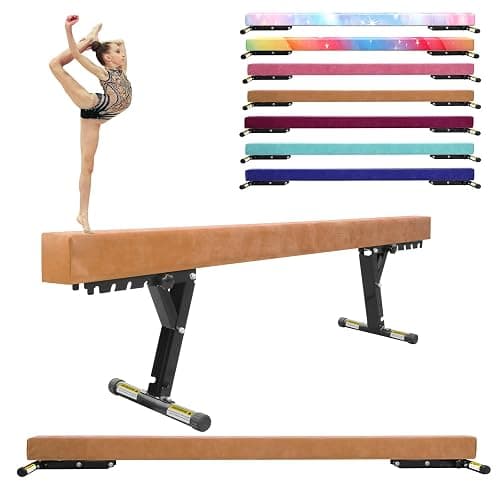 FINCOME Balance Beam Adjustable 8ft, High and Lower Floor Beam Gymnastics Equipment for Kids Children, Gymnastics Beam with Legs for Home, Professional Training, Gymnastic Club Use - Image 1