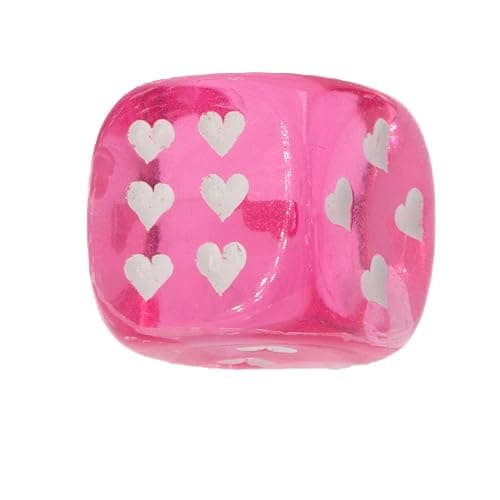 WeLoveDice - Würfel pink mit weißen Herzen - Made in Germany - 6 Stück thumbnail 3