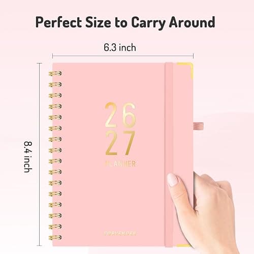 Jul 2026 - Dec 2027 Planner, Forvencer 18 Month Academic Planner 2026-2027, 6.3" x 8.4", Calendar Planner Weekly and Monthly, Daily Agenda Book, College School Supplies for Student Teacher, A5, Pink thumbnail 3