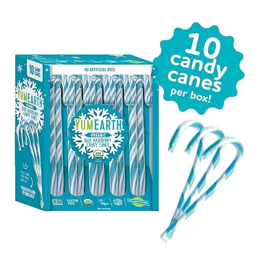YumEarth Organic Candy Canes - Individually Wrapped Full Size Blue Raspberry Candy Canes - Dye Free, Allergy Friendly, Non GMO, Gluten Free, Vegan - 10 Count (Pack of 1) thumbnail 3
