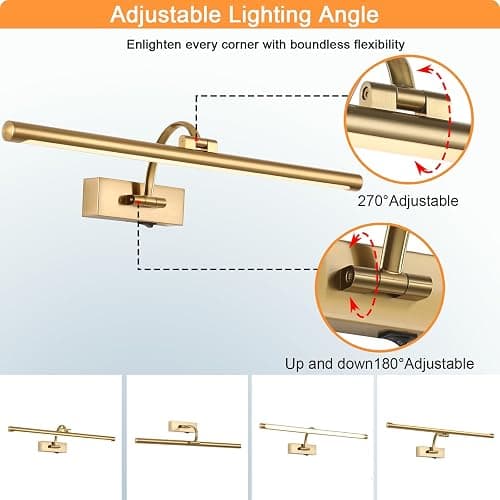 Tassuowell Picture Light Battery Operated with Remote, 3CCT Dimmable Picture Light for Paintings, Brass Rechargeable 24 inch Battery Operated Wall Sconce for Art Lighting Gallery Portrait Artwork thumbnail 6