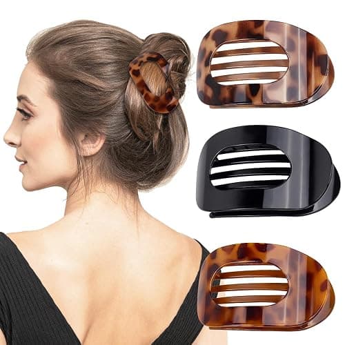 Large Flat Round Hair Clips Leopard Print Hair Claw Clips -Duckbill Clips for -Clips for Womens 3 Pcs - Strong Hold Hair Clips for Thin Thick Curly Hair - Image 1