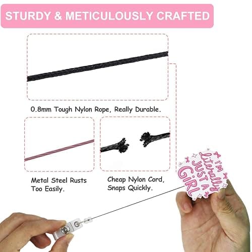 I’m Literally Just a Girl Badge Reel Retractable – Girl Quote ID Holder with 360° Swivel Clip, Durable Acrylic Badge Clip for Nurses, Office Staff, Teachers, Women thumbnail 4