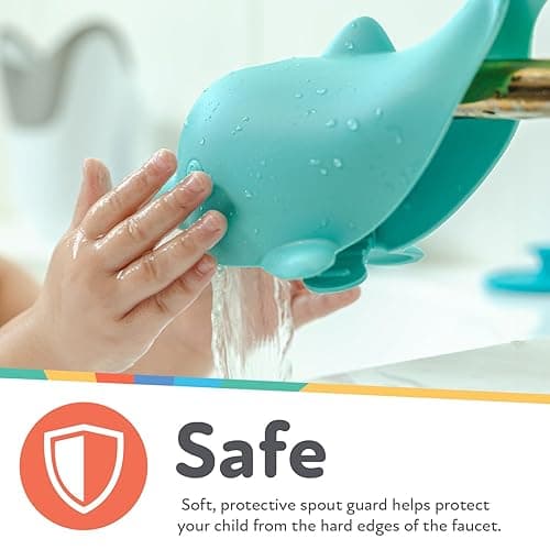 Nuby Bathtub Safety Spout Guard - Compatible with Most Standard Faucets - Bath Toys - Dolphin - Dolphin thumbnail 3