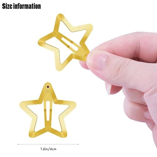 Star Hair Clips 2000s Y2K Snap Hair Barrettes Non Slip Star Hair Accessories Gold Metal Hair Clips for Girls Women -15 PCS 1.57" thumbnail 2
