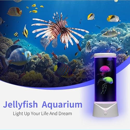 BiKiBao Jellyfish Lamp 9 Color Changing 2 Mode Portabe Jelly Fish Night Light LED Mood Lamp Home Decor for Room Office Night Light Liquid Motion Lamp Ideal Gift for Kids (White) thumbnail 6