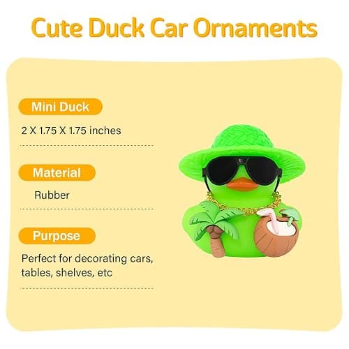wonuu Summer Beachy Vacation Duckies, Tropical Paradise Rubber Duck Beach Surfing Ocean Voyage Rubber Ducks (Green, Coconut Drink, Palm Tree) thumbnail 3