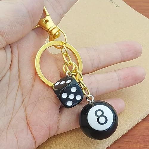 Meimimix 8 Ball Dice Charm Keychain Y2K Aesthetic Key Chain for Women Men Cute Bag Purse Handbag Accessories thumbnail 5