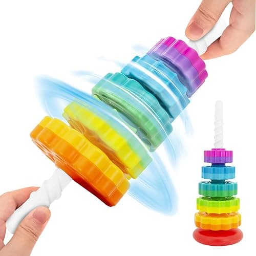 BYFWH Baby Spin Stack Toy, Premium Stacking Toys for Kids, Spinning Stacking Toy for Babies and Toddlers, Educational Toddler Learning Toy,Autism Spin Stack Toys,Rainbow Spinning Wheel Toys thumbnail 4