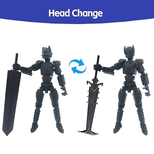 T13 3D Action Figure Set (Assembly Completed), 3D Printed Multi-Jointed, Dummy Titan 13 Action Figures, Multi-Articular Lucky Robot Nova T-13,Desktop Decorations for Game Lovers Toys(Black Red) thumbnail 4