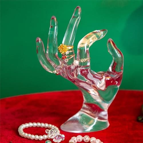 Maxsirui Hand Form Ring Holder Jewelry Display Organization Rack Bracelet Ring Watch Stand Support Aesthetic Y2k Room Decor (Transparent) thumbnail 2