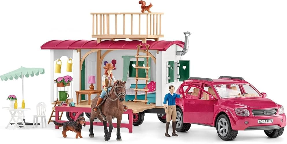 Schleich Horse Club - 113PC Interactive Camping Trip - Car and Camper Caravan Playset with Horse and Rider Figures, Dog Figurine and Accessories for Girls, Boys - Realistic Kids Toys Ages 5+ | 72205 thumbnail 12