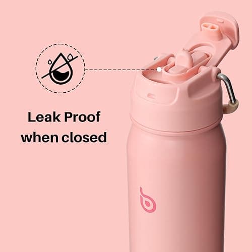 BOTTLE BOTTLE Insulated Water Bottle Stainless Steel 700ml（24oz） Bike Water Bottles with Straw and Adjustable Lid Daily Drink Flask Pill Organizer (salmon) thumbnail 6