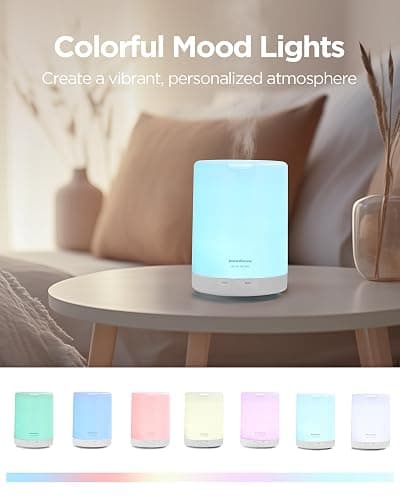InnoGear 300ml Essential Oil Diffuser for Home Humidifier, Basic White | Aromatherapy, Cool Mist Humidifier, Ultrasonic, Large Room, Run up to 10hrs, Waterless Auto Off, 7 LED Lights, Quiet thumbnail 6