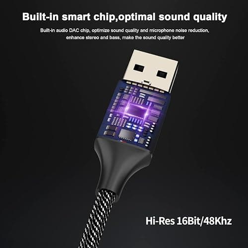 MOSWAG USB to Audio Jack Adapter 0.65Feet/20cm, External Sound Card Jack Audio Adapter with 3.5mm Aux Stereo Converter Compatible with Headset, PC, Laptop, Linux, Desktops, PS4 and More Device thumbnail 7