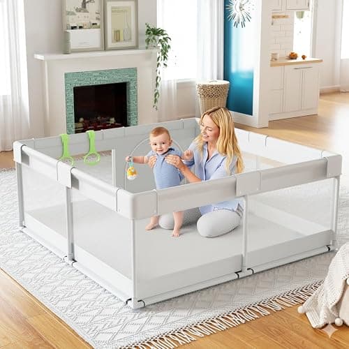 Baby Playpen, 47x47in Small Play Pen,Toddler Playpen for Apartment,Play Yard,Activity Fence, Extra Large Baby Playard - Image 1
