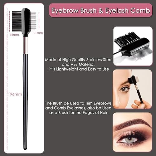 KINGMAS Eyebrow Brush & Eyelash Separator Eyeliner Brush and Brow Comb Lash Spoolie Brush, Steel Mascara Comb Grooming Brush, 5Pcs Eye Makeup Tools thumbnail 6