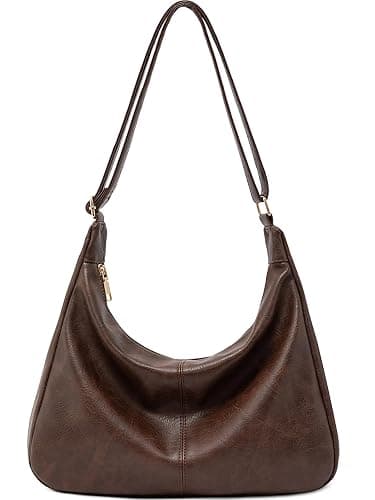 Zfkqzx Hobo Bags for Women Retro Vegan Leather Shoulder Handbag Foldable Slouchy Tote Crossbody Purses - Image 1