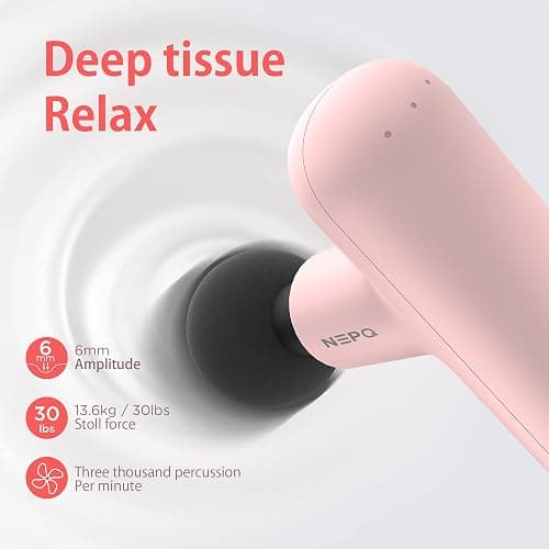 NEPQ Mini Massage Gun, SK6 Fascial Gun Portable Deep Tissue Percussion Muscle Back Head Massager for Pain Relief with 4 Massage Heads 4 Speed High-Intensity Vibration Rechargeable (Pink) thumbnail 8