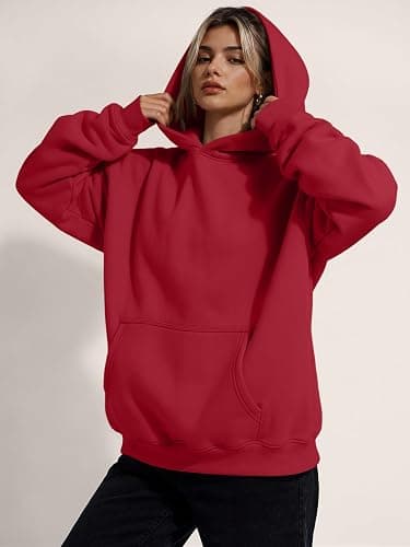Trendy Queen Womens Hoodies Oversized Sweatshirt | Cozy Fleece Sweaters, Basic Pullover Shirts, Large Kangaroo Pocket, Seamless Daily Outfit Match thumbnail 5