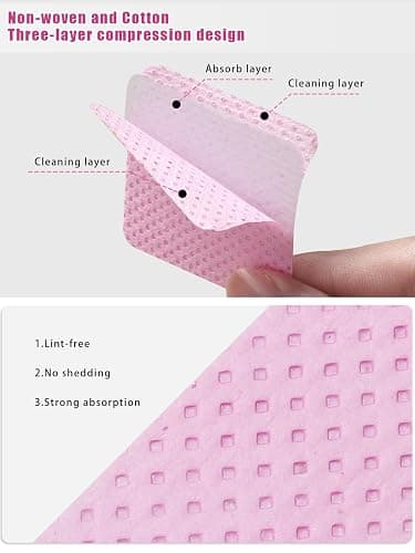 TEOYALL Lint Free Nail Wipes, 400 PCS Non-Woven Fabric Nail Cleaning Pads Pink Lash Extensions Glue Cleaning Wipes Salon Supplies thumbnail 2