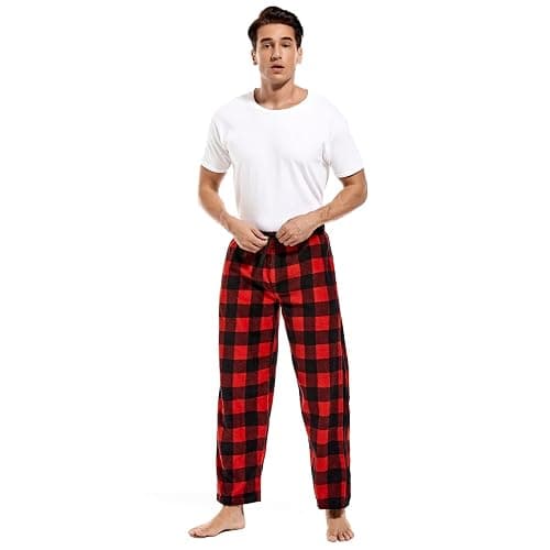 DG Hill 1Pack or 3Pack Mens PJ Pajama Pants Bottoms Fleece Lounge Pants Sleepwear Plaid PJs with Pockets Microfleece thumbnail 6