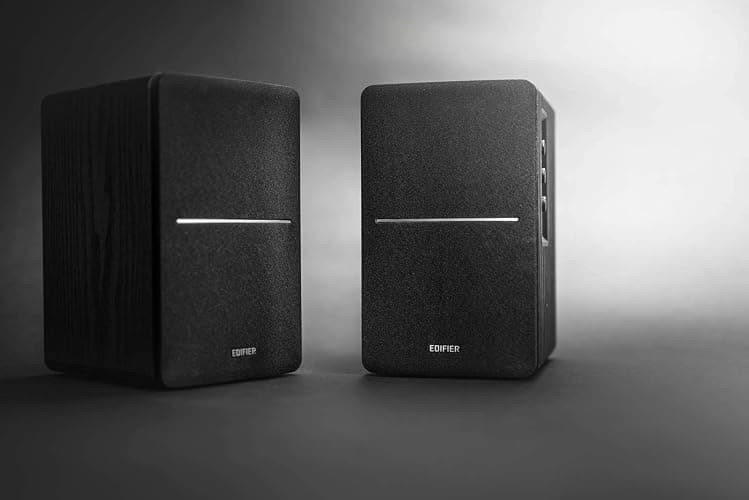Edifier R1280DB Powered Bluetooth Bookshelf Speakers - Optical Input - Wireless Studio Monitors - 4 Inch Near Field Speaker - 42W RMS - Wood Grain (Black) thumbnail 8