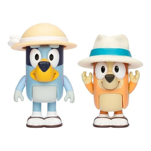 Bluey Figure 2-Pack - On Holiday, 2.5 Inch Figures with Accessories, Kids Can Recreate Their Favorite Moments from The Episode, Figures Include Removeable Hats thumbnail 6