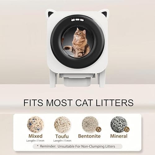 Self Cleaning Litter-Box for Multiple Cats with 76L Large Capacity,Automatic Litter Box with App Control and Safety Sensors Protection (Black) thumbnail 8