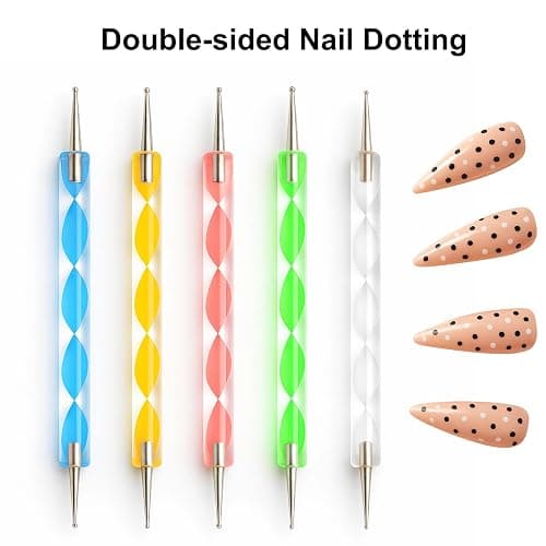 Nail Art Tools Set – 15pcs Nail Brushes, 5pcs Dual-Ended Dotting Pens, Nail Stand & Holder Kit with Brush Rack, Tweezers & Double-Sided Tape for DIY Nail Design & Press On Nails thumbnail 7